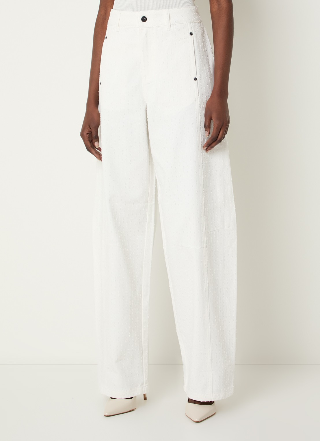 Co'Couture Marcicc high waist straight fit jeans met gekleurde wassing - detail 2 gebroken wit