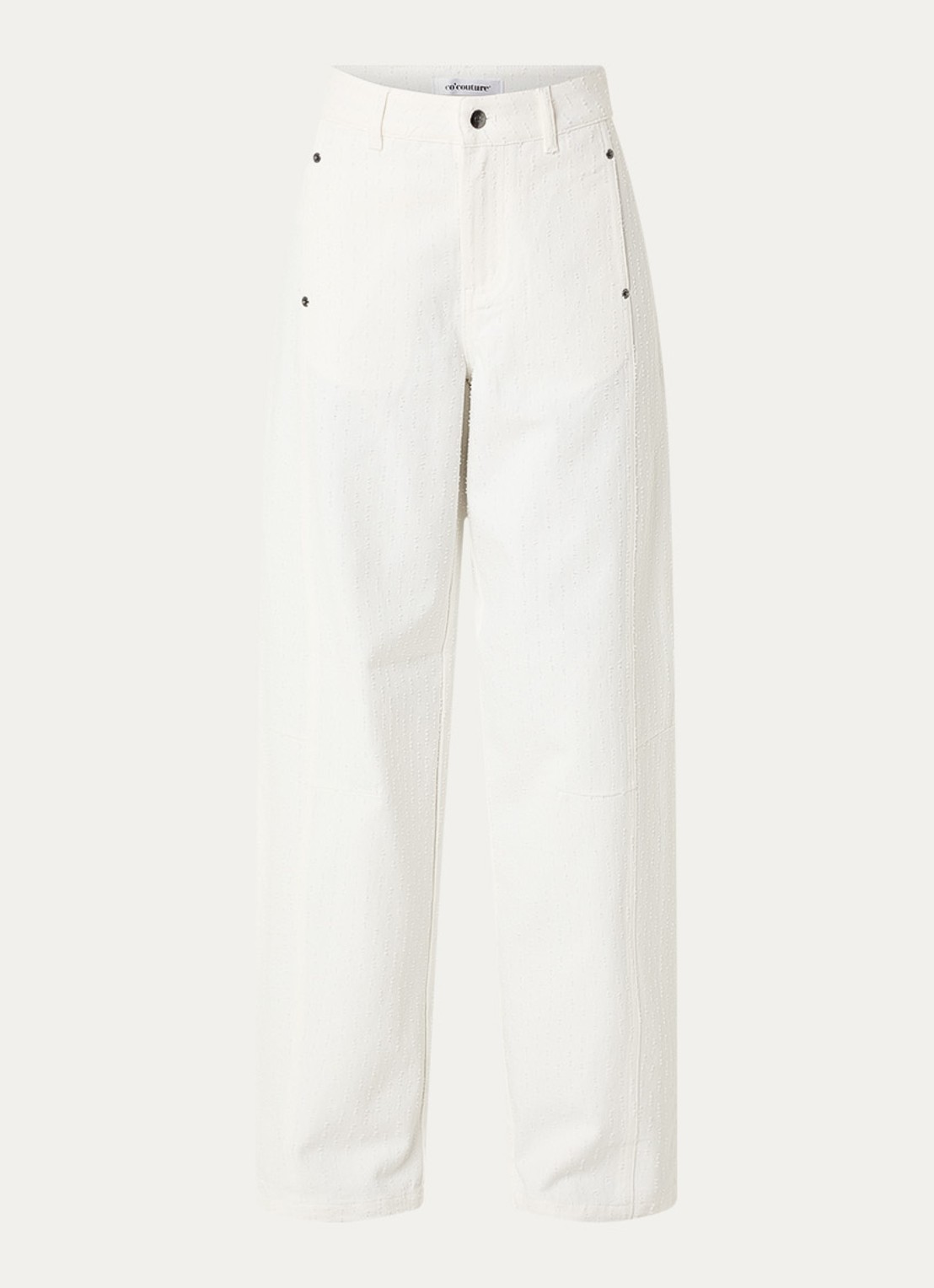 Co'Couture Marcicc high waist straight fit jeans met gekleurde wassing - voorkant 3 gebroken wit
