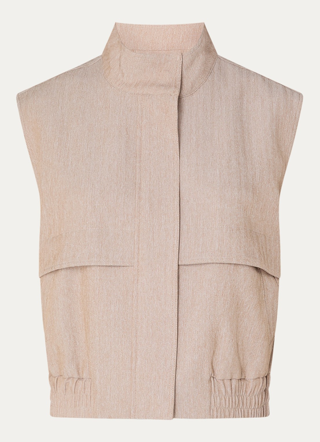 Co'Couture Marlo gilet met steekzakken  - voorkant zand
