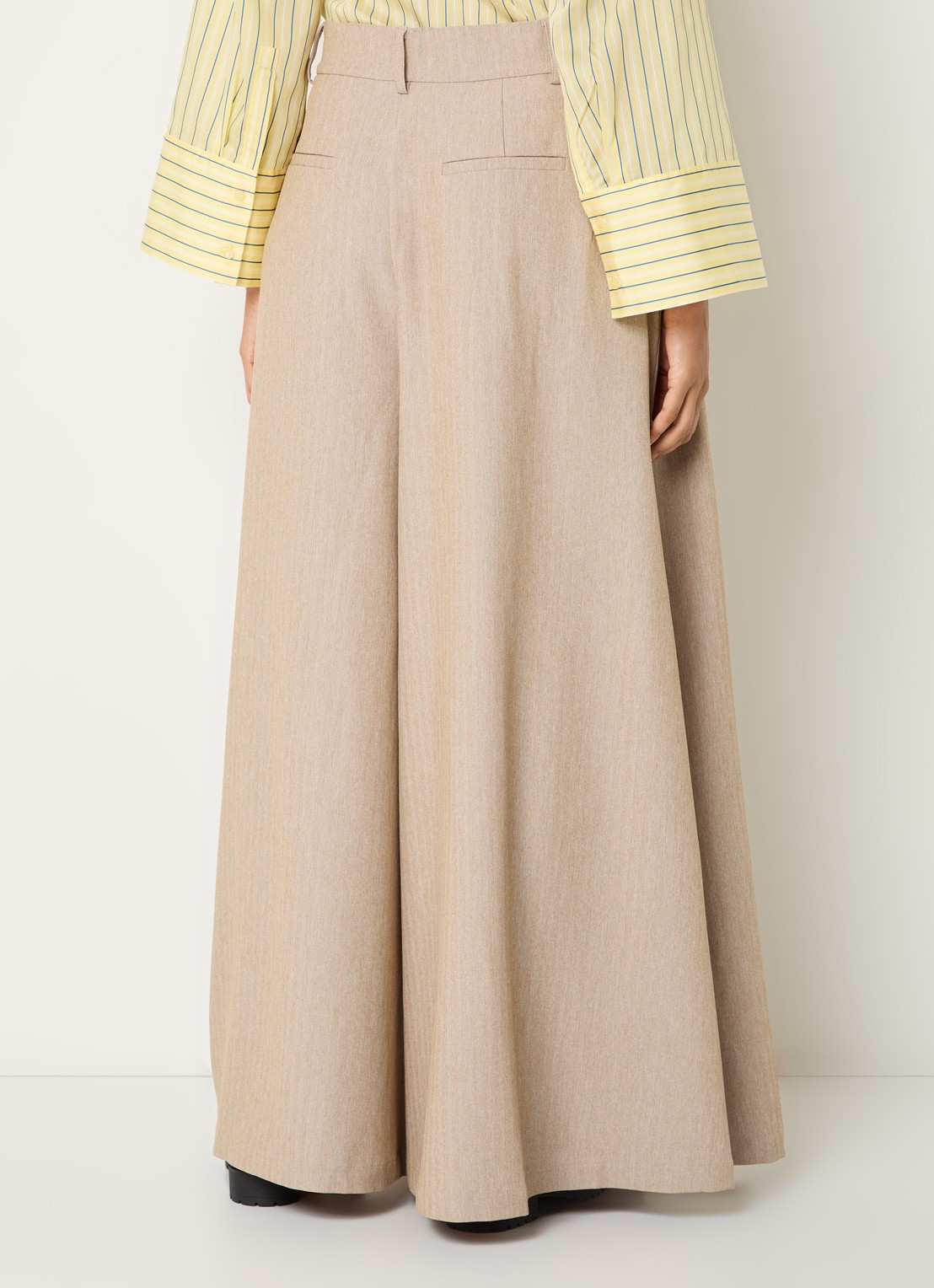 Co'Couture Marlo high waist wide fit pantalon met steekzakken - achterkant 4 zand