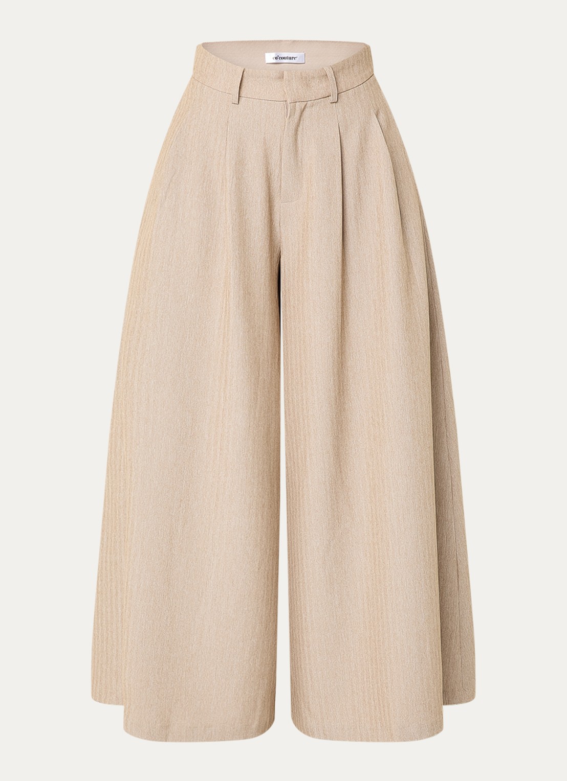 Co'Couture Marlo high waist wide fit pantalon met steekzakken - voorkant zand