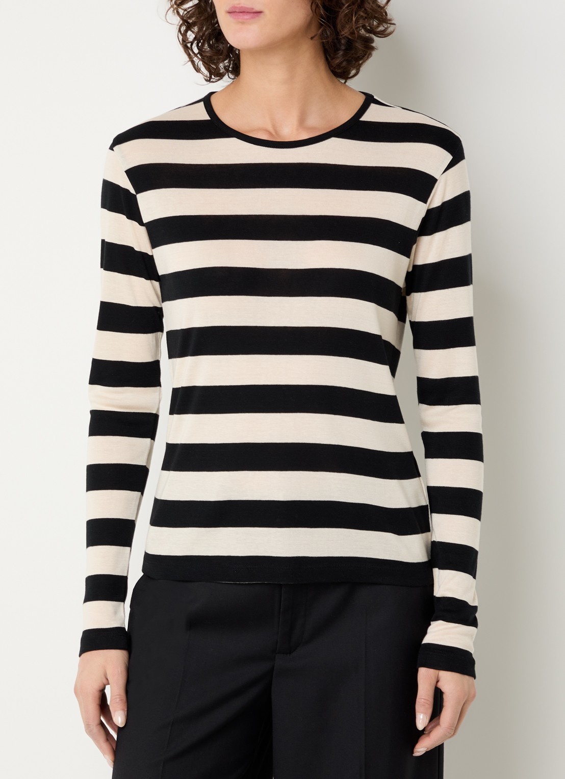 Co'Couture Mason longsleeve met streepprint - detail 4 wit