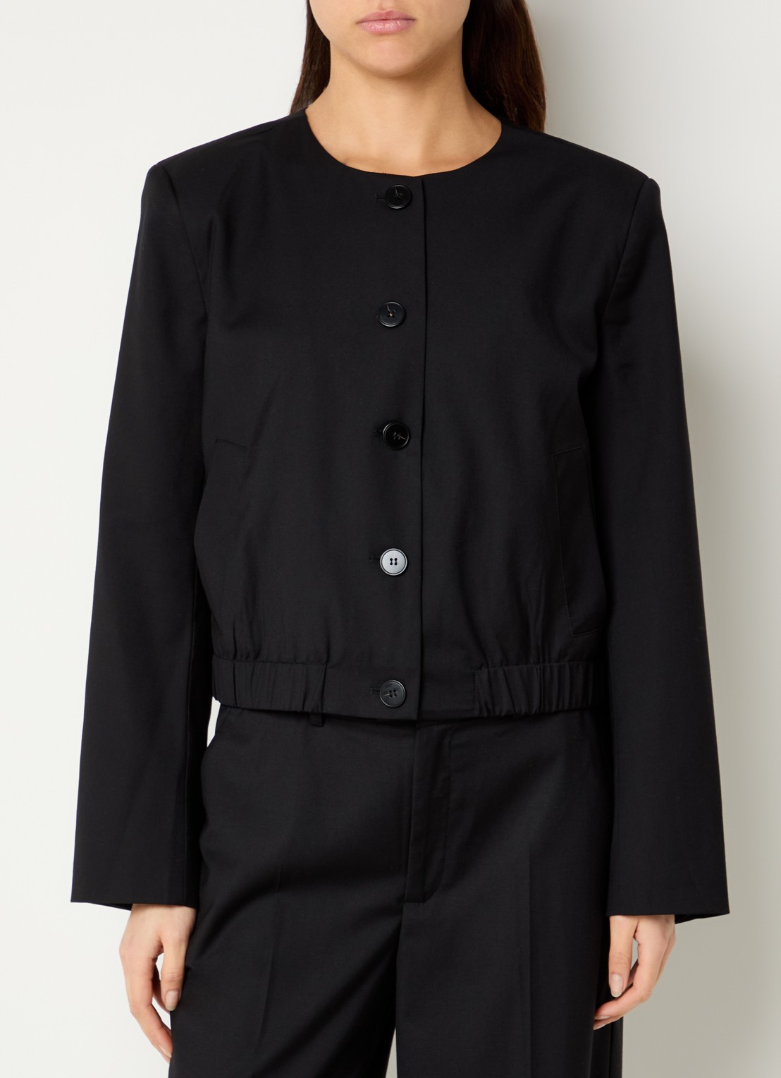 Co'Couture Matty cropped jack met steekzakken - detail 2 zwart