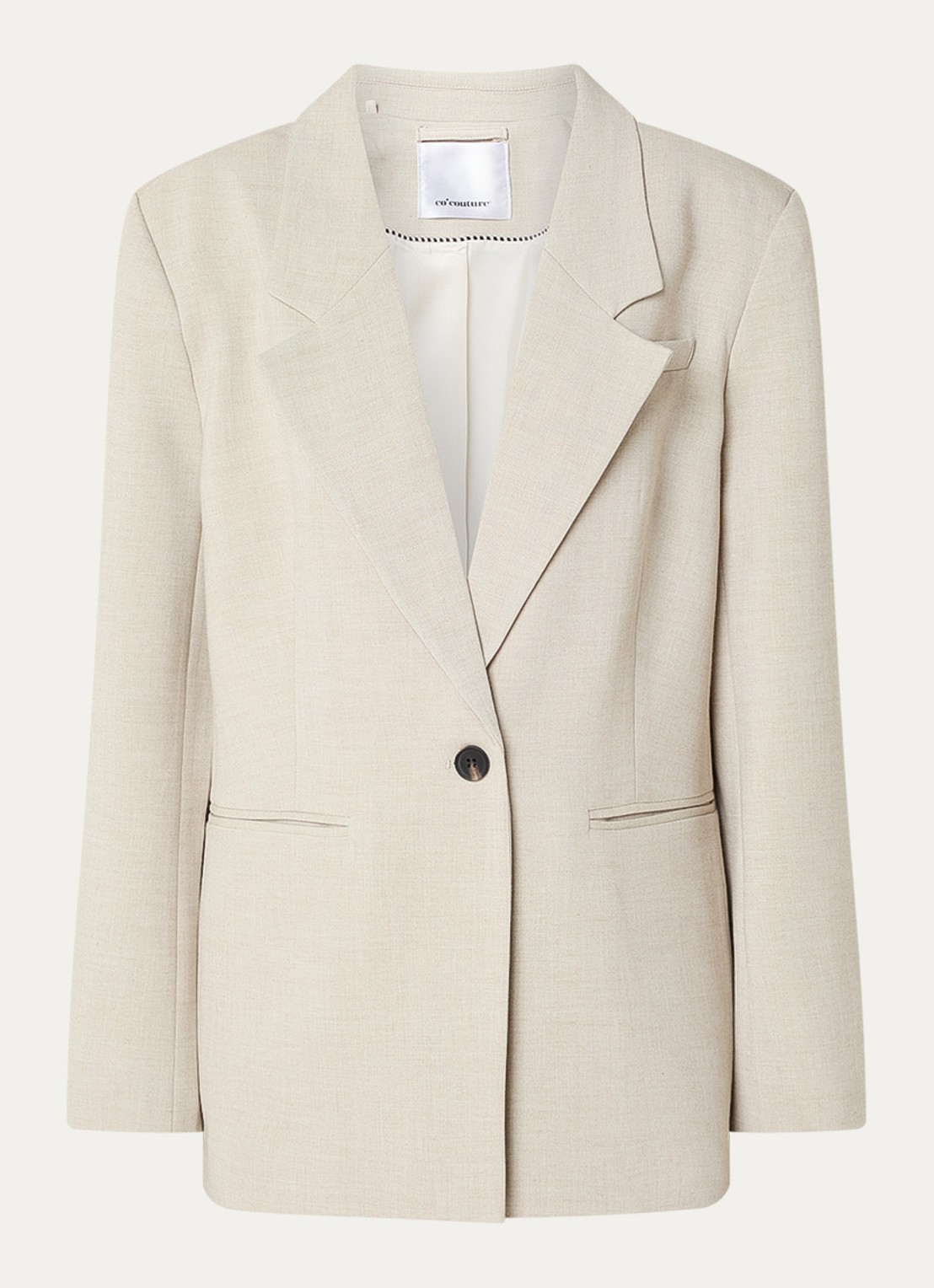 Co'Couture Mava oversized blazer met paspelzakken - voorkant 2 beige