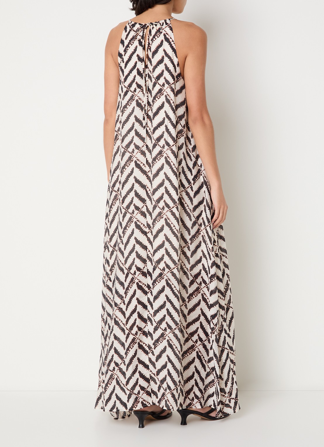 Co'Couture Memphis A-lijn maxi jurk met print  - achterkant 3 zwart