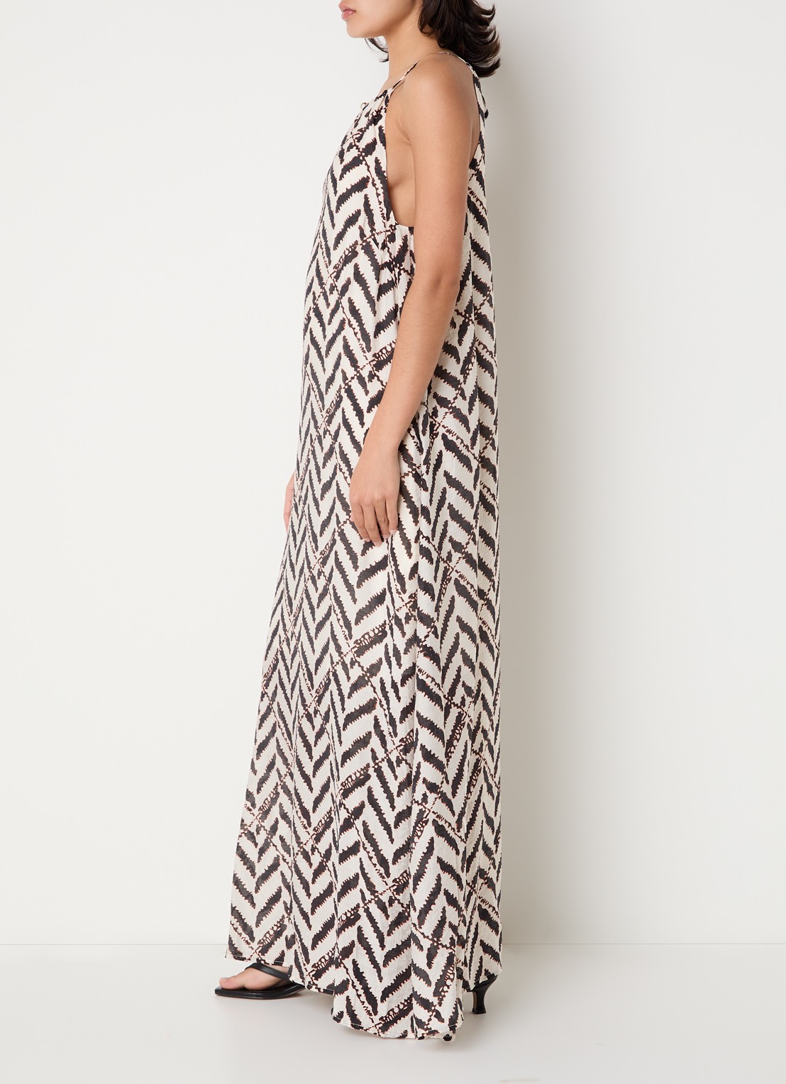 Co'Couture Memphis A-lijn maxi jurk met print  - voorkant 2 zwart