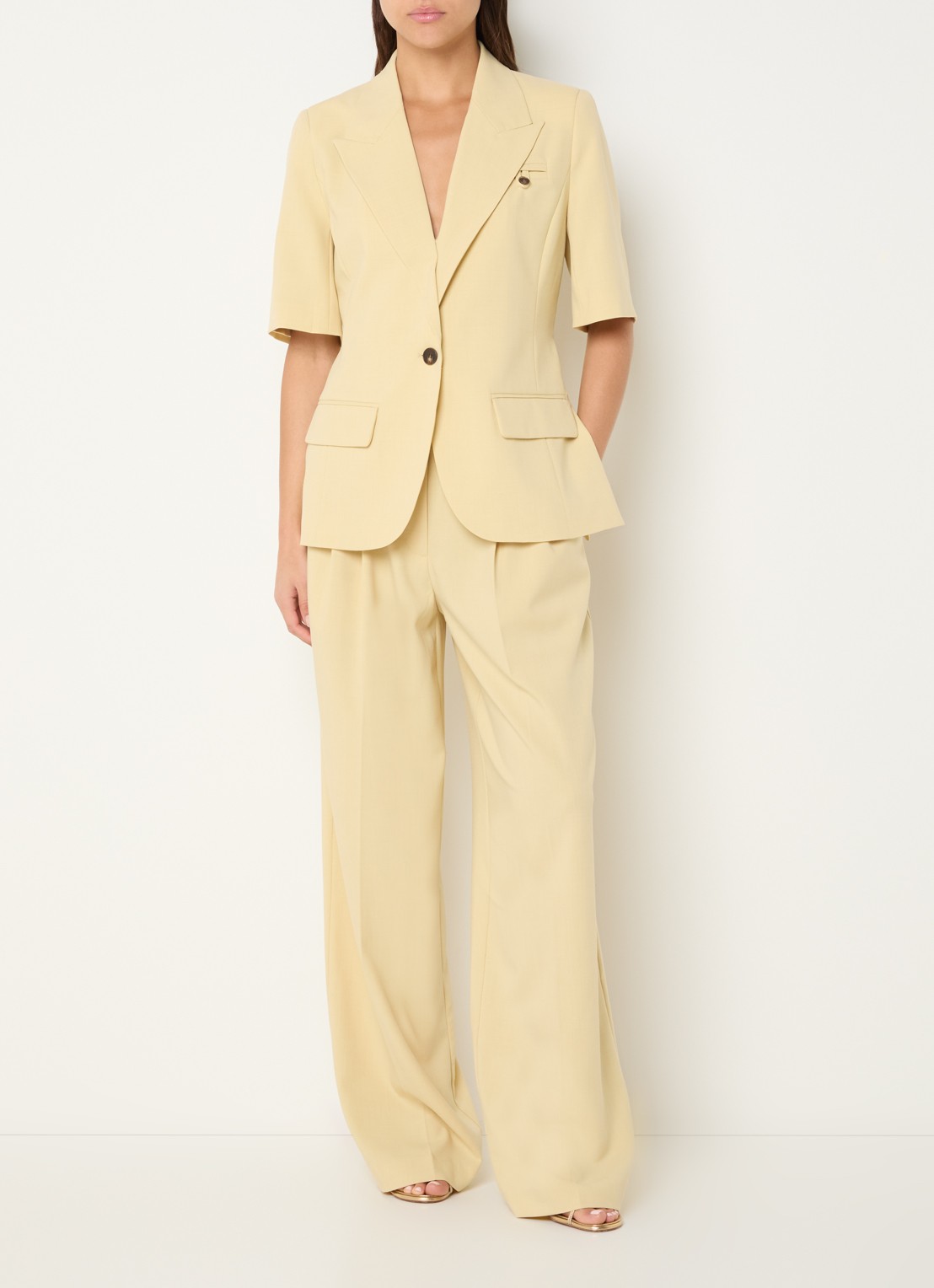Co'Couture Nilan blazer met klepzakken - voorkant 2 geel
