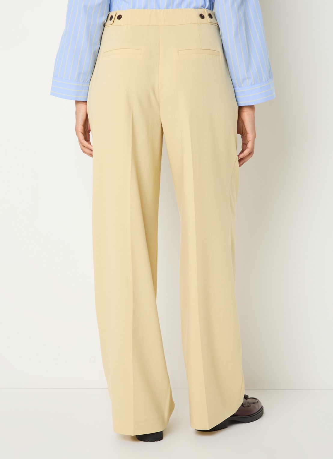 Co'Couture Nilan high waist wide fit pantalon met steekzakken - achterkant 3 geel