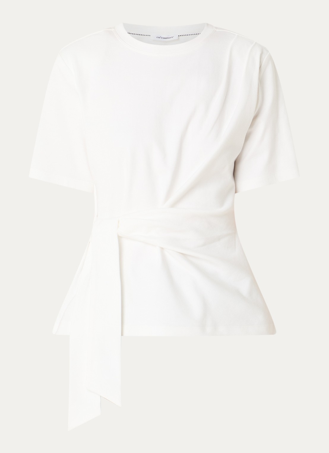 Co'Couture Orianne T-shirt met strikceintuur - voorkant 3 wit