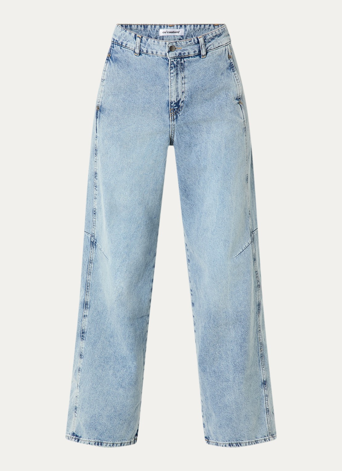 Co'Couture Pancy high waist wide leg jeans met lichte wassing - voorkant 3 indigo