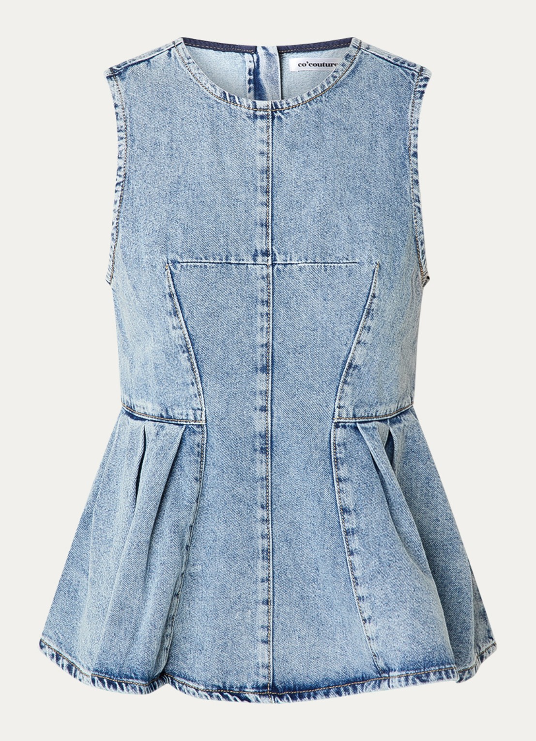 Co'Couture Pancycc top van denim met peplum - voorkant 2 indigo