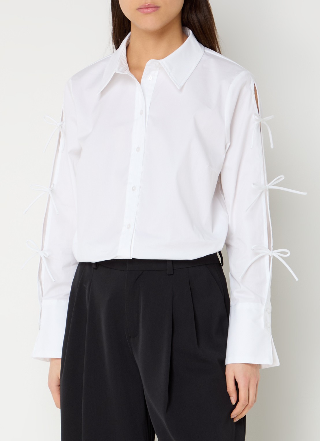 Co'Couture Poppy blouse met strikdetail  - detail 3 wit