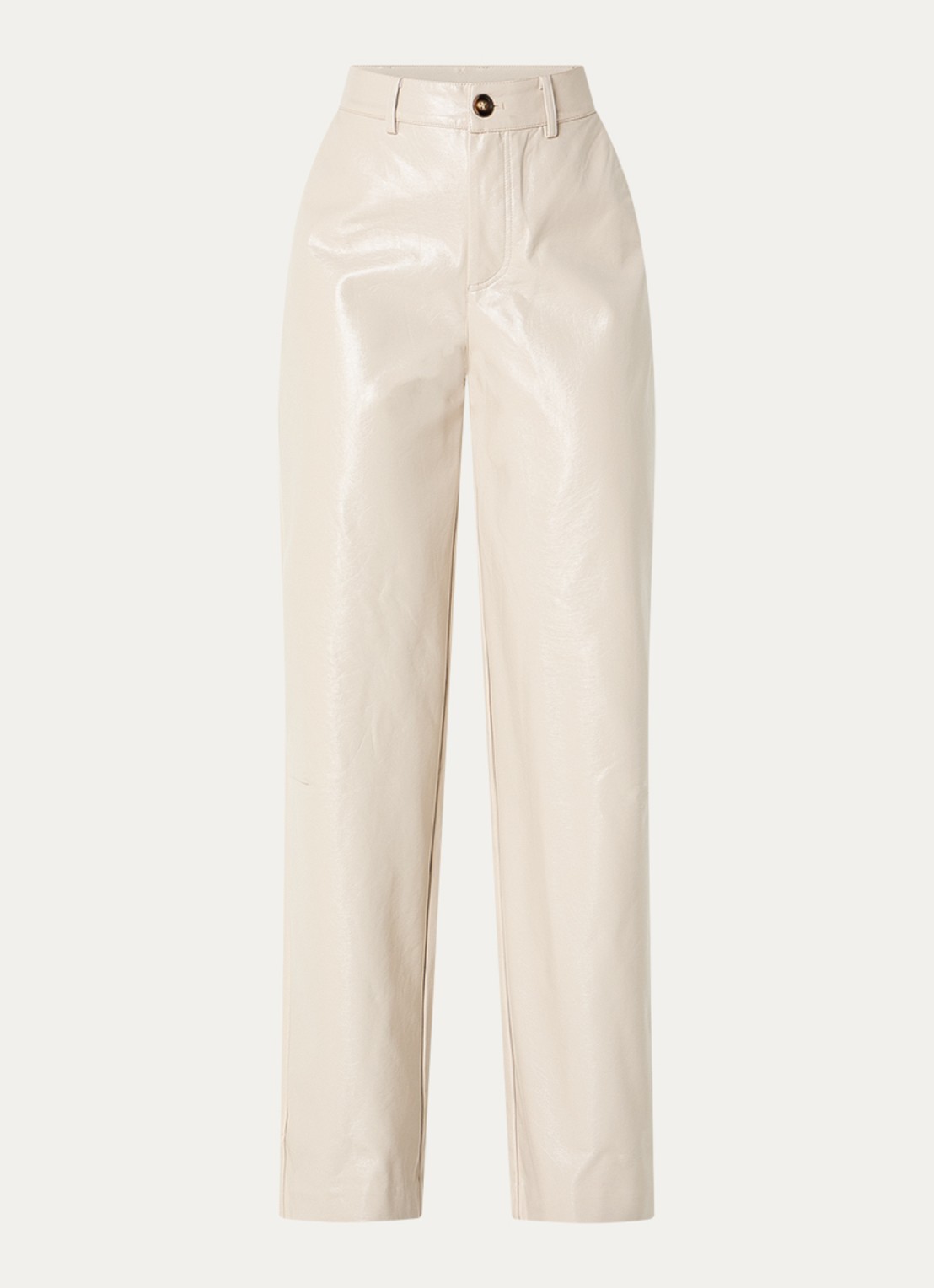 Co'Couture Posycc high waist straight fit pantalon van imitatieleer - voorkant 3 ivoor
