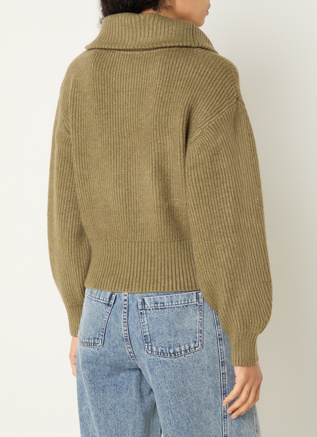 Co'Couture Row grofgebreid vest met opstaande kraag - achterkant 4 groen