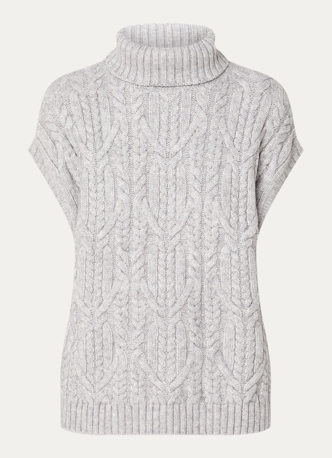 Co'Couture Row oversized kabelgebreide spencer met col - voorkant grijsmele
