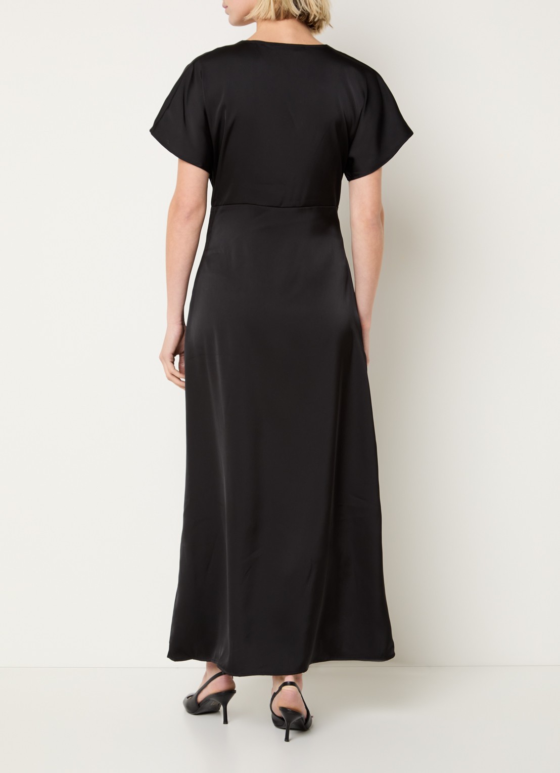Co'Couture Safira maxi tuniekjurk van satijn  - achterkant 4 zwart