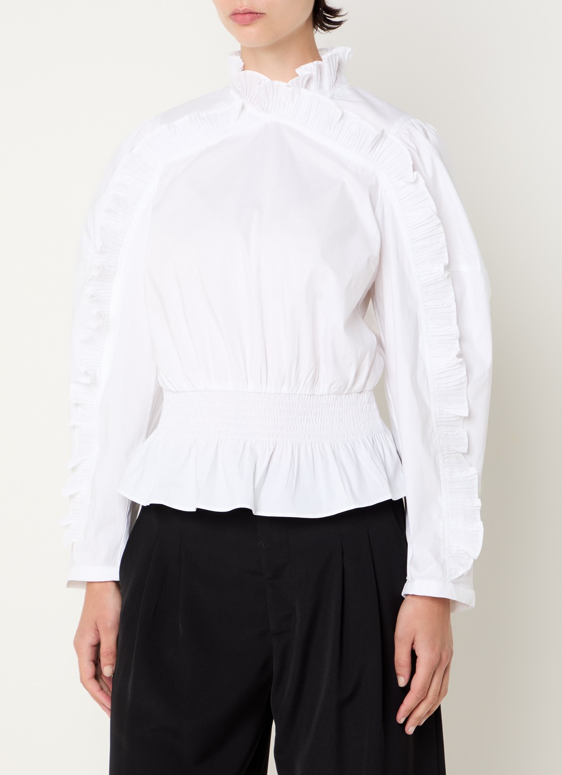 Co'Couture Sanna tuniek met smockwerk en ruches - detail 4 wit