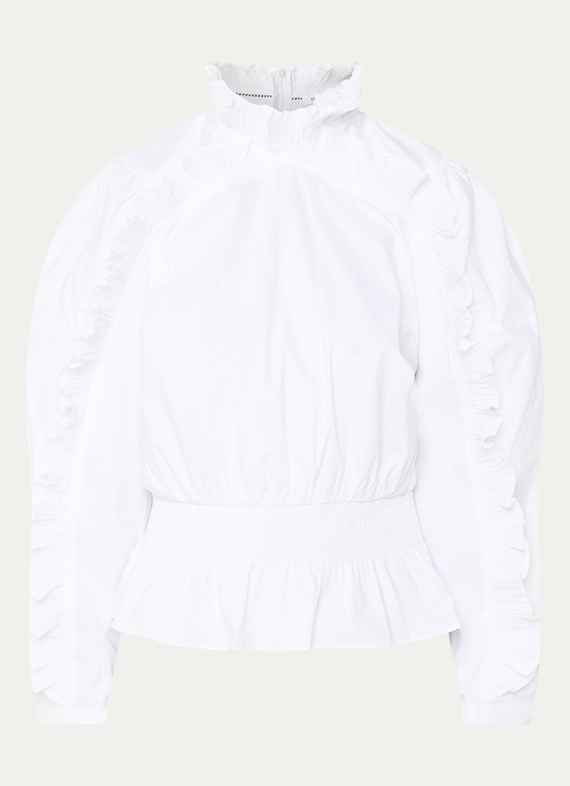 Co'Couture Sanna tuniek met smockwerk en ruches - voorkant 2 wit