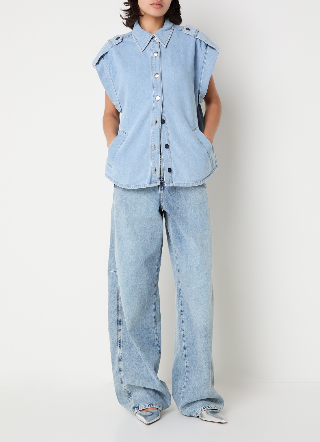 Co'Couture SharonCC blouse met steekzakken - voorkant 3 indigo