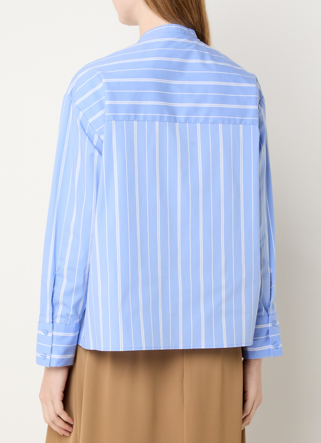 Co'Couture Shira tuniek met streepprint en sjaalkraag - achterkant blauw