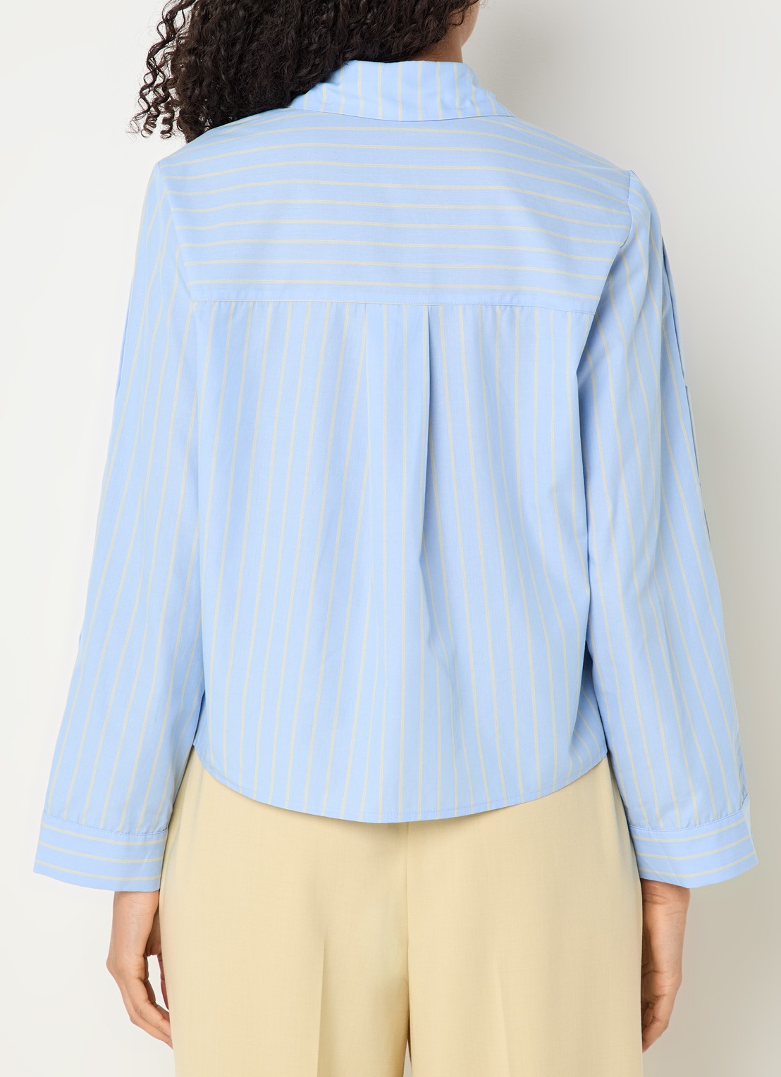 Co'Couture Simo blouse met streepprint - achterkant 3 blauwgrijs