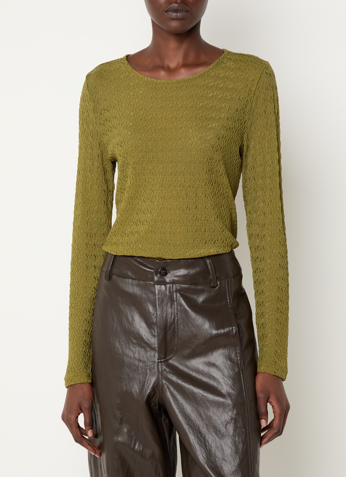 Co'Couture SvalaCC semi-transparante top met opengewerkt dessin - detail groen