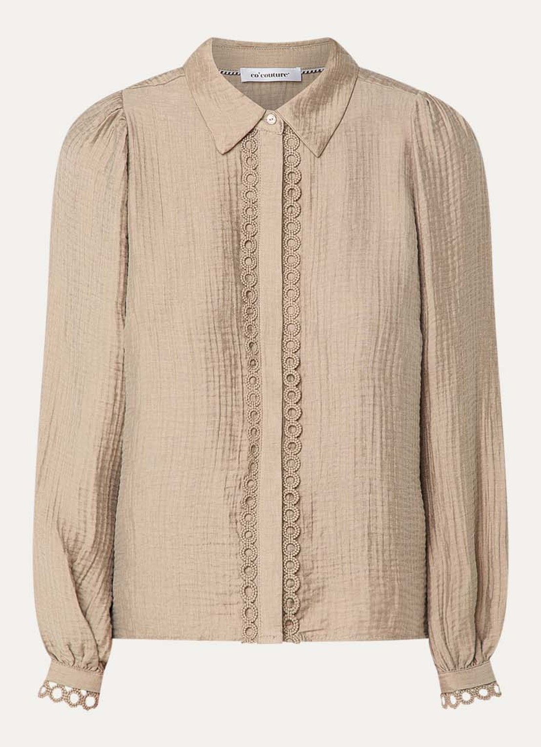 Co'Couture Tassy blouse met structuur - voorkant zand