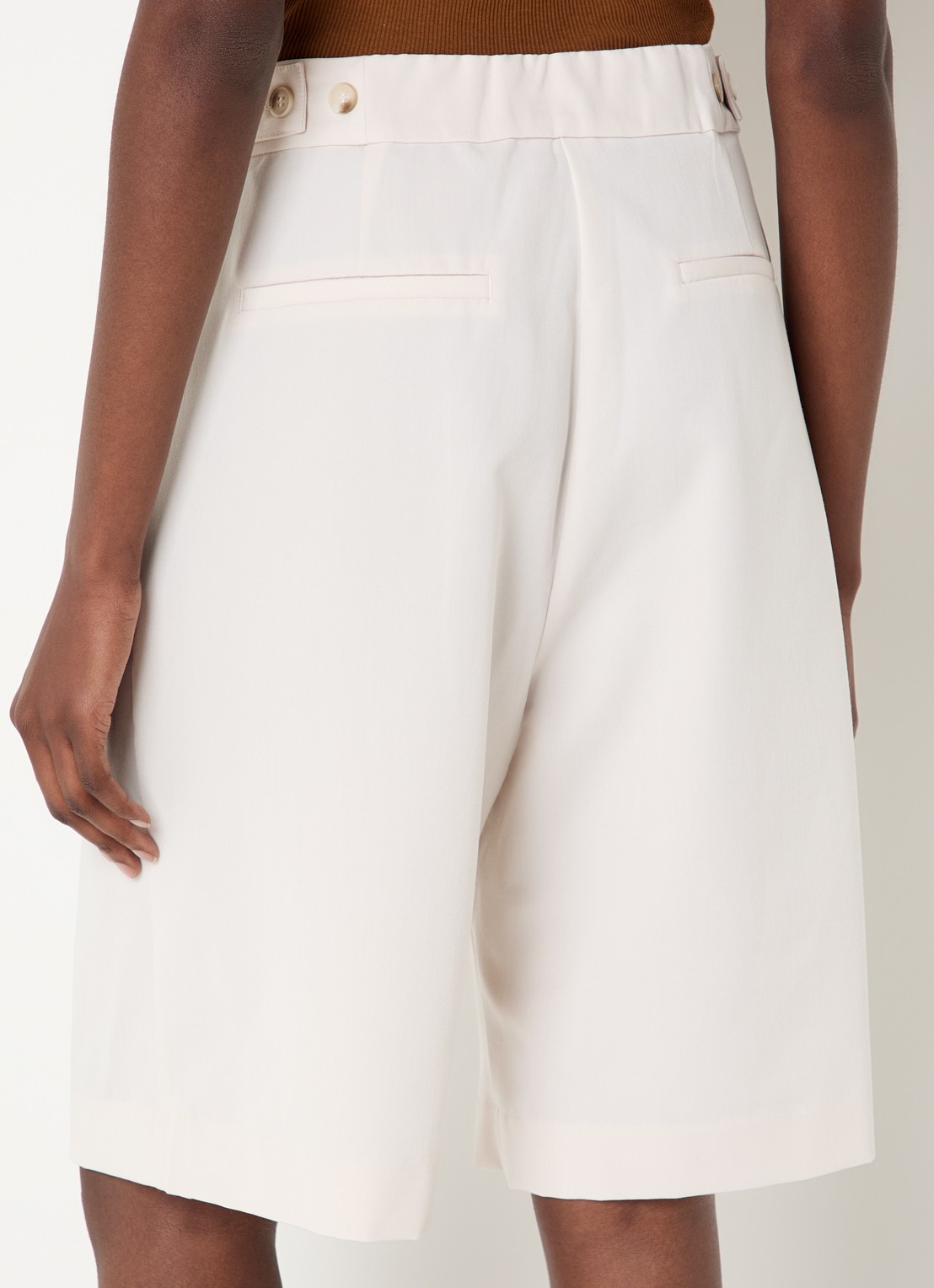 Co'Couture TengaCC high waist loose fit korte pantalon met steekzakken - achterkant 4 ivoor