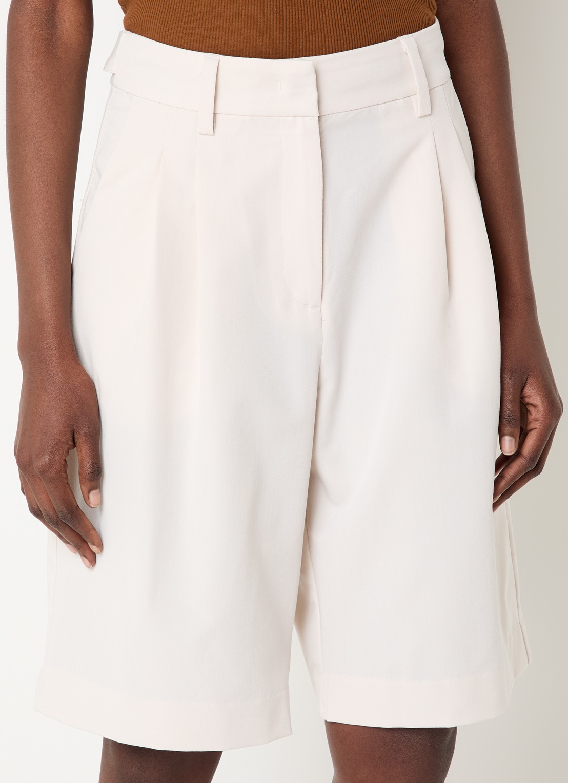 Co'Couture TengaCC high waist loose fit korte pantalon met steekzakken - detail 3 ivoor