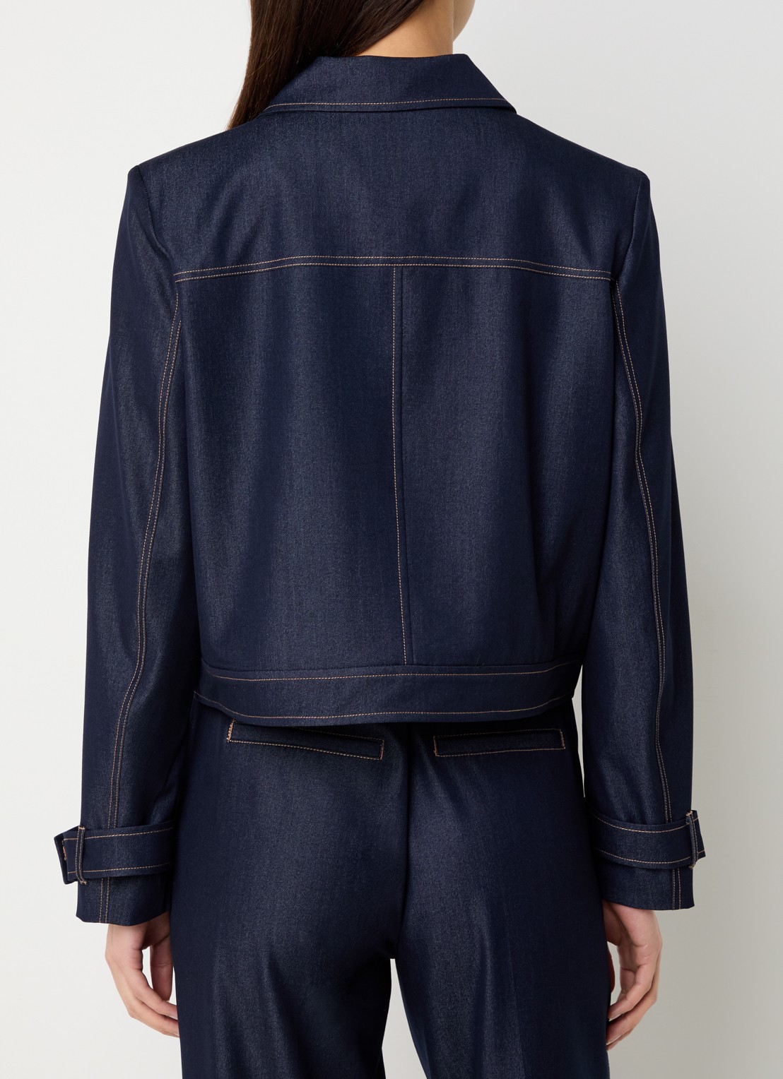 Co'Couture Terry jack van chambray met schoudervulling - achterkant 3 indigo