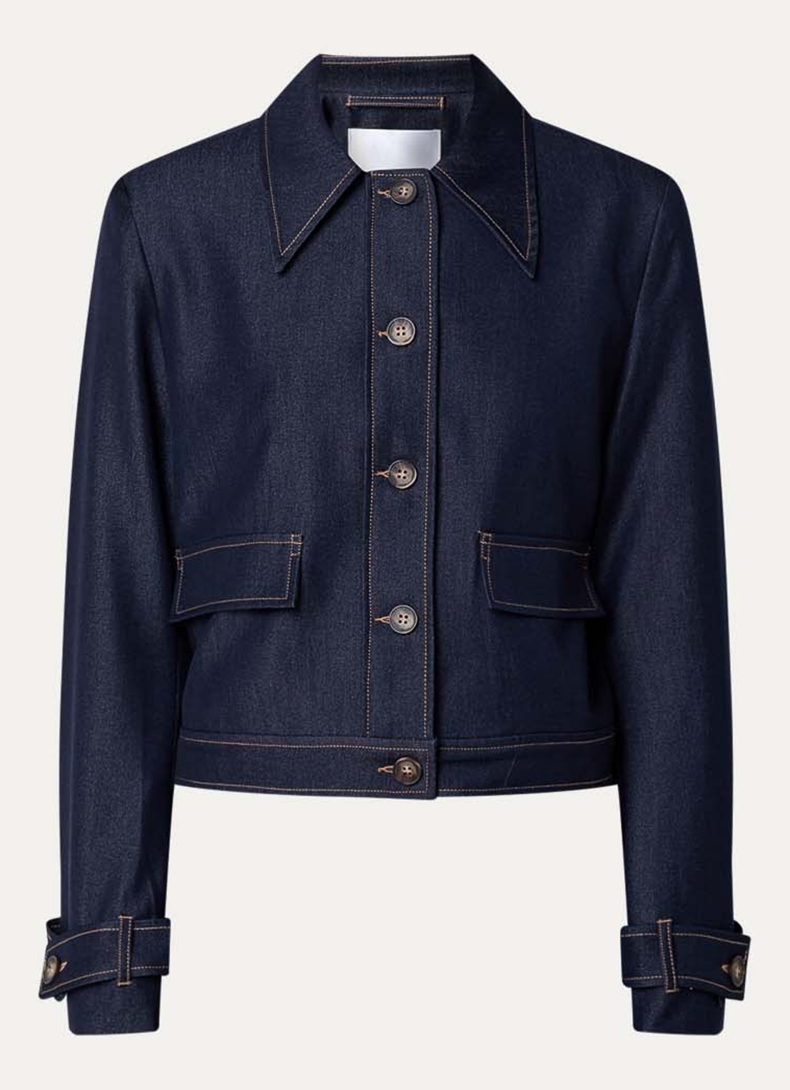Co'Couture Terry jack van chambray met schoudervulling - voorkant indigo