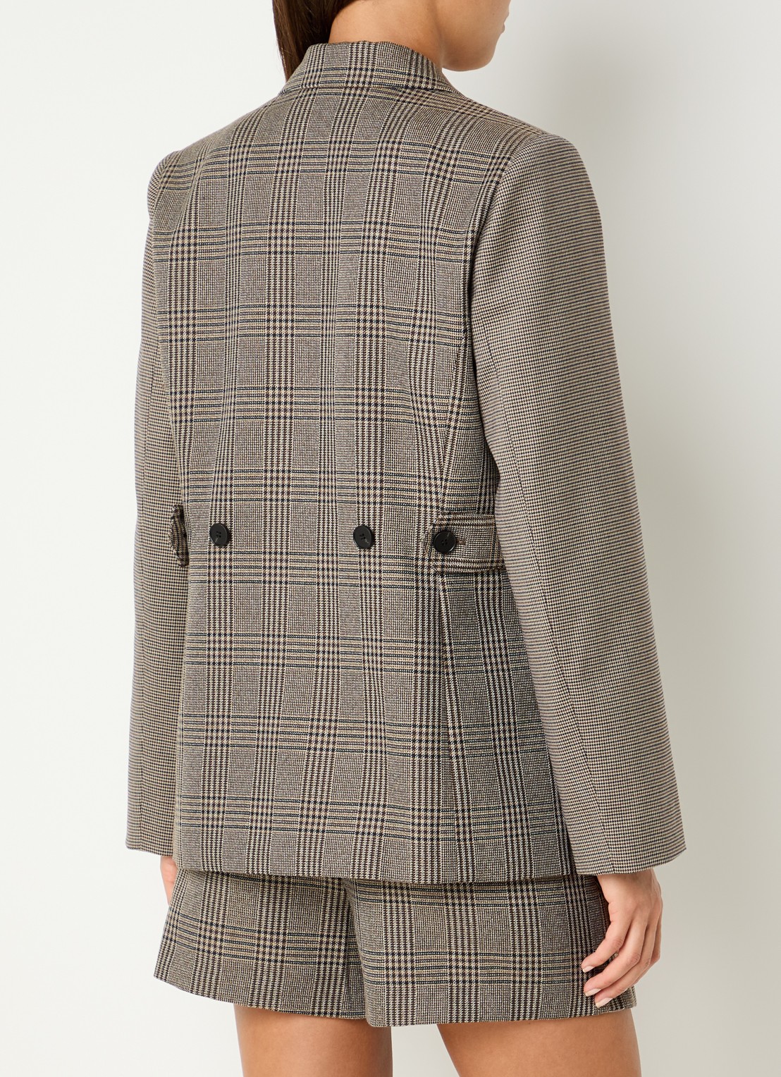 Co'Couture VeyaCC blazer met ruitdessin - achterkant bruin