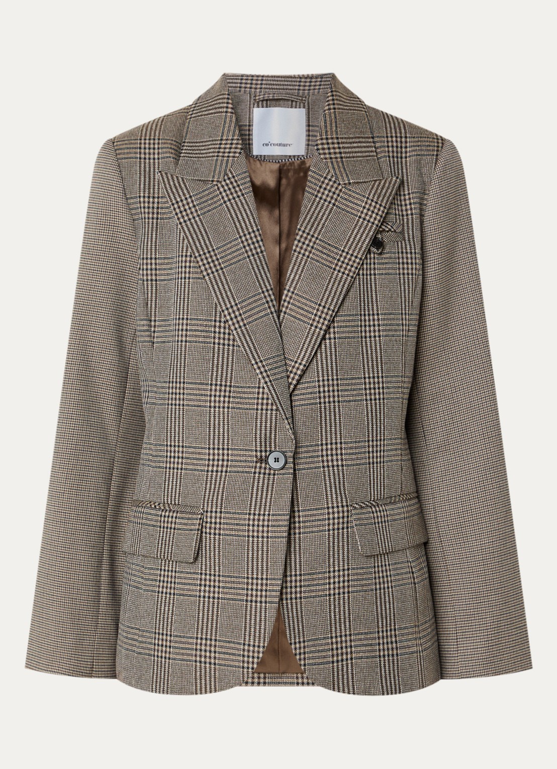 Co'Couture VeyaCC blazer met ruitdessin - voorkant 3 bruin