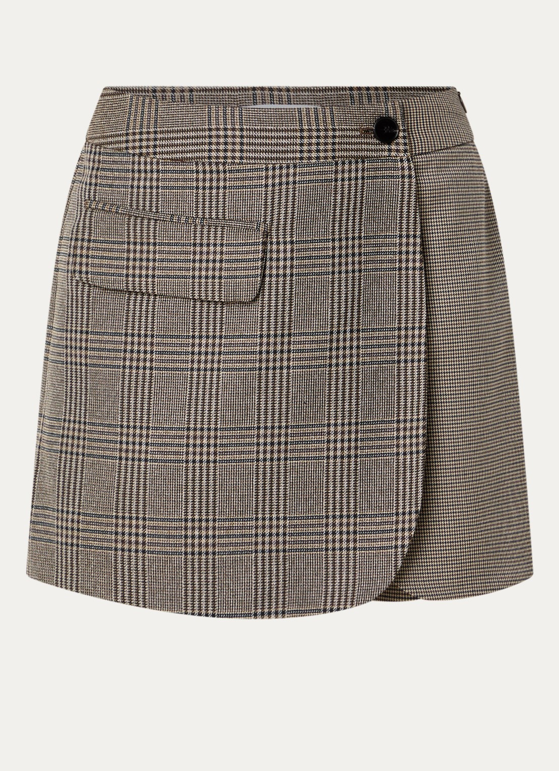 Co'Couture VeyaCC mini broekrok met ruitdessin - voorkant 3 lichtbruin
