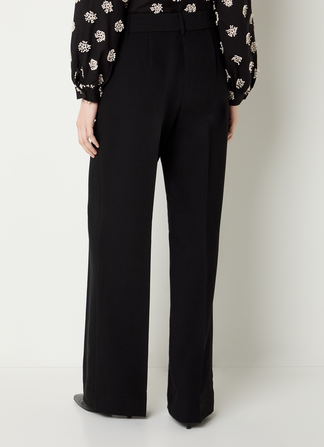 Co'Couture Vola high waist loose fit pantalon met persplooi - achterkant 4 zwart
