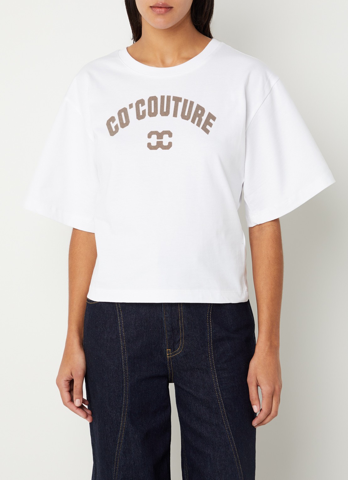 Co'Couture Zenga T-shirt met flock logoprint - detail 4 wit