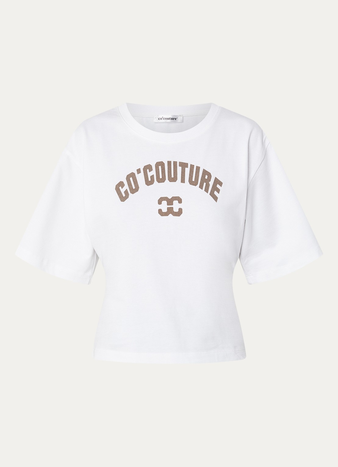 Co'Couture Zenga T-shirt met flock logoprint - voorkant 2 wit