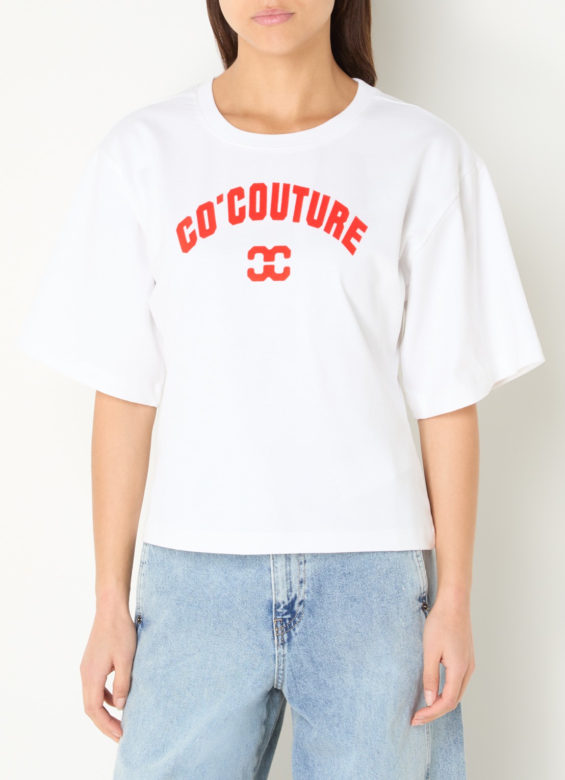 Co'Couture Zenga T-shirt met flock logoprint - detail 2 wit
