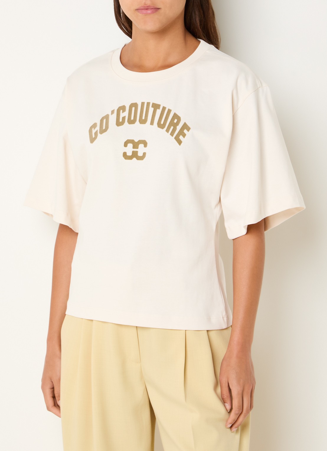 Co'Couture ZengaCC T-shirt met logoprint - detail 3 gebroken wit