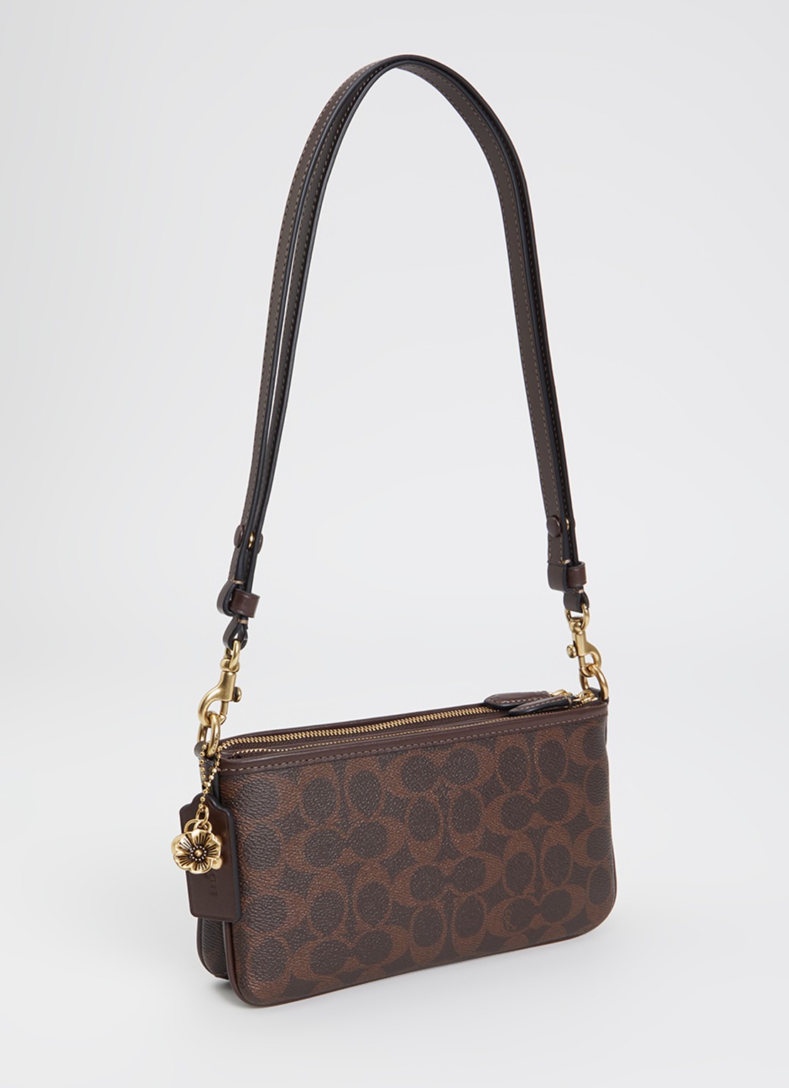 Coach Audry crossbodytas van leer met logoprint - achterkant bruin