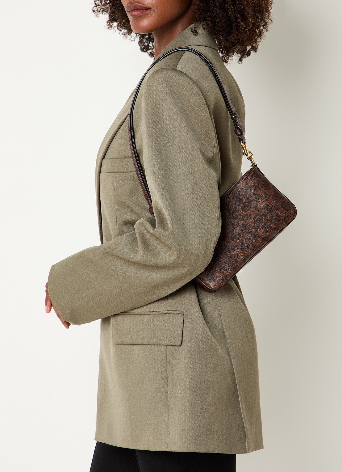 Coach Audry crossbodytas van leer met logoprint - voorkant 4 bruin