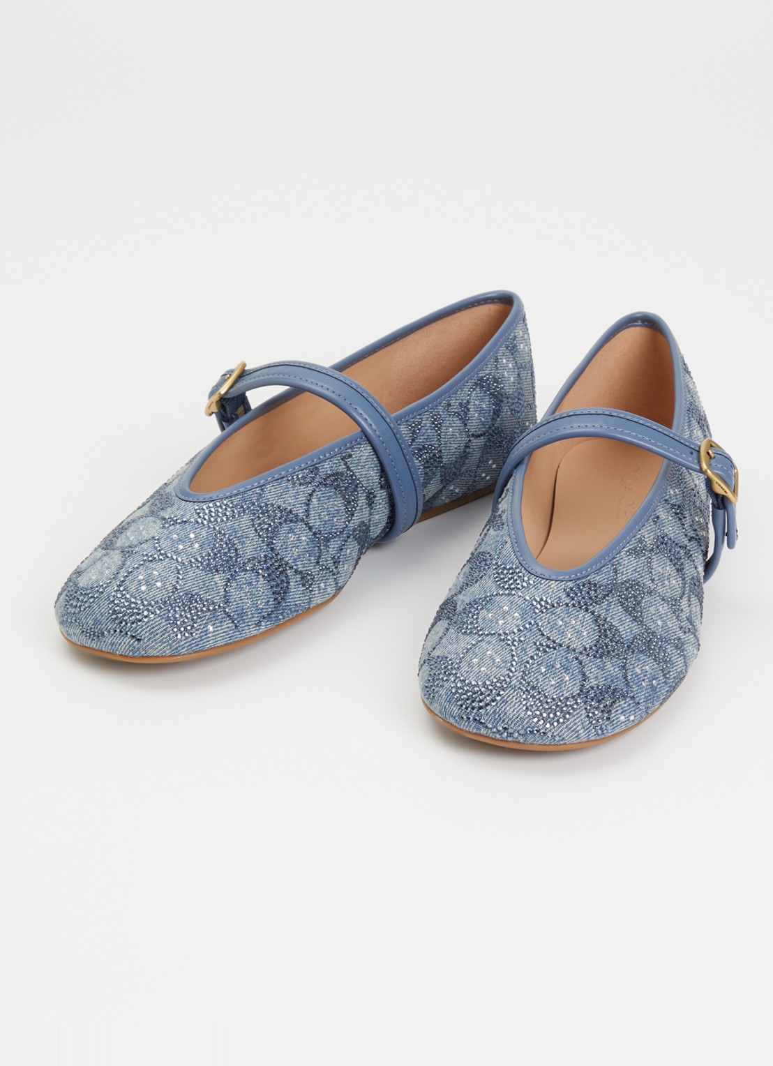 Coach Ballerina van denim met strass - detail 3 blauw