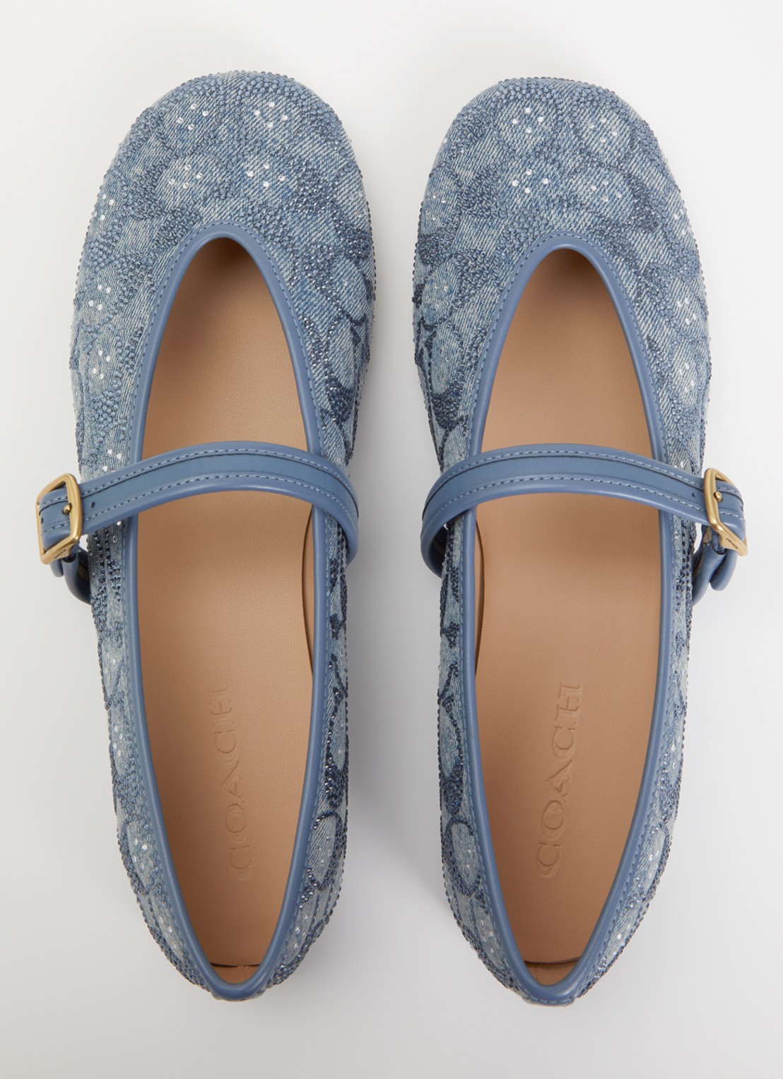 Coach Ballerina van denim met strass - detail 4 blauw