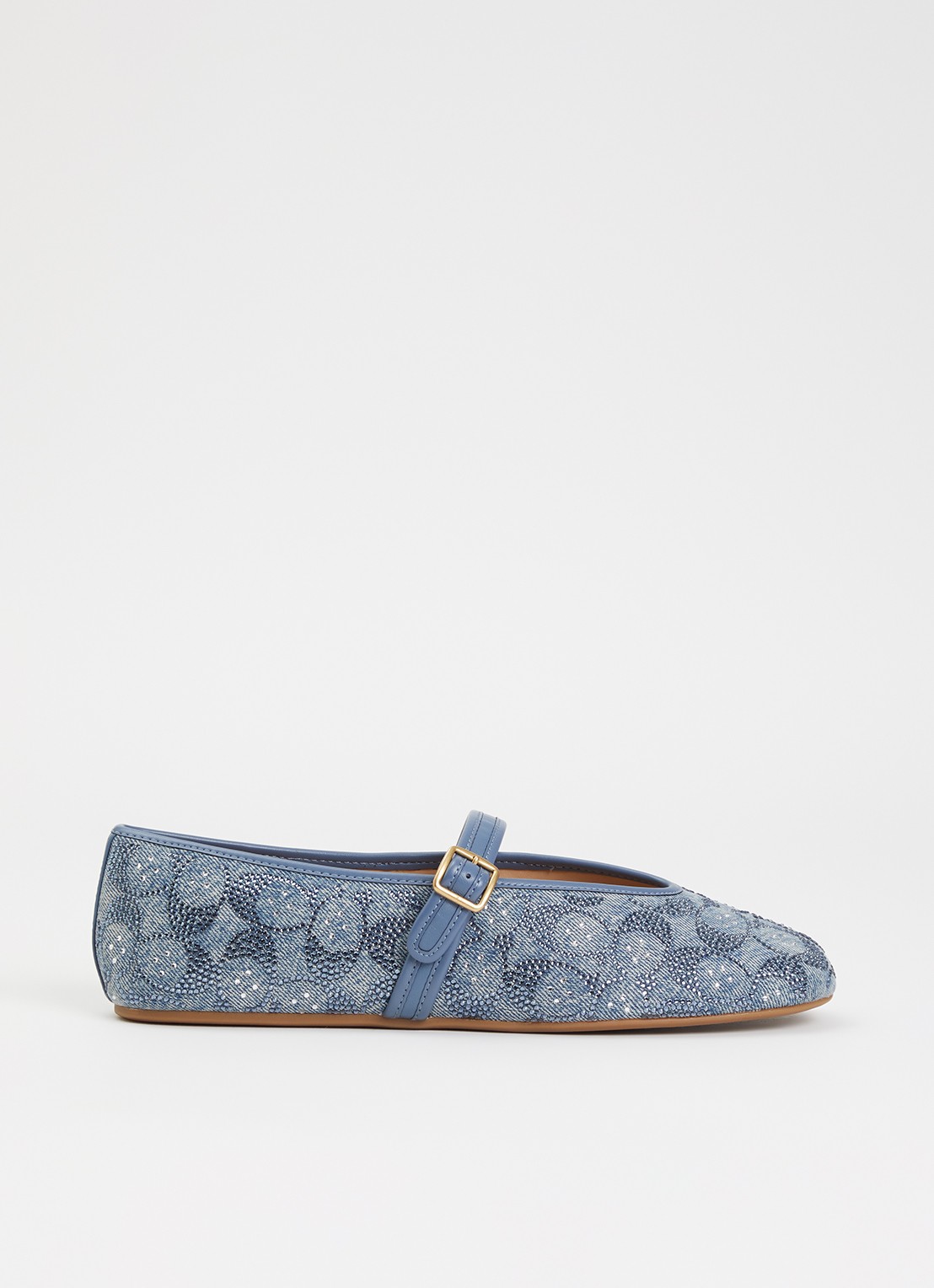 Coach Ballerina van denim met strass - voorkant blauw