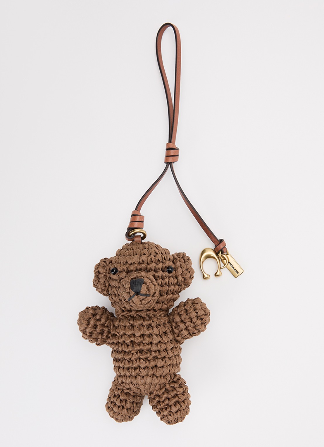 Coach Bear tasbedel met leren details - voorkant bruin