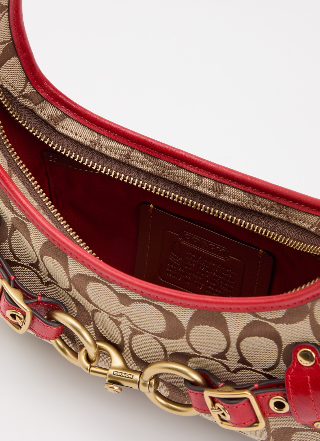 Coach Belted Ergo 26 schoudertas met leren details en logoprint - detail beige