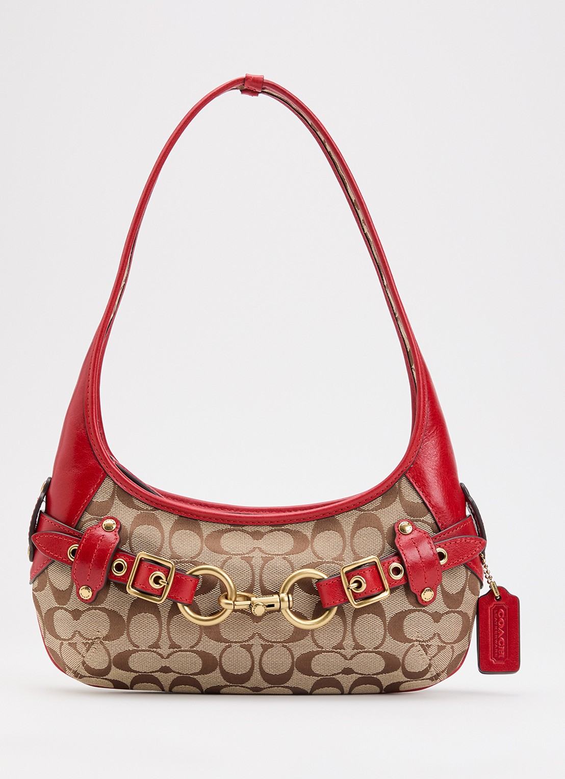 Coach Belted Ergo 26 schoudertas met leren details en logoprint - voorkant 4 beige