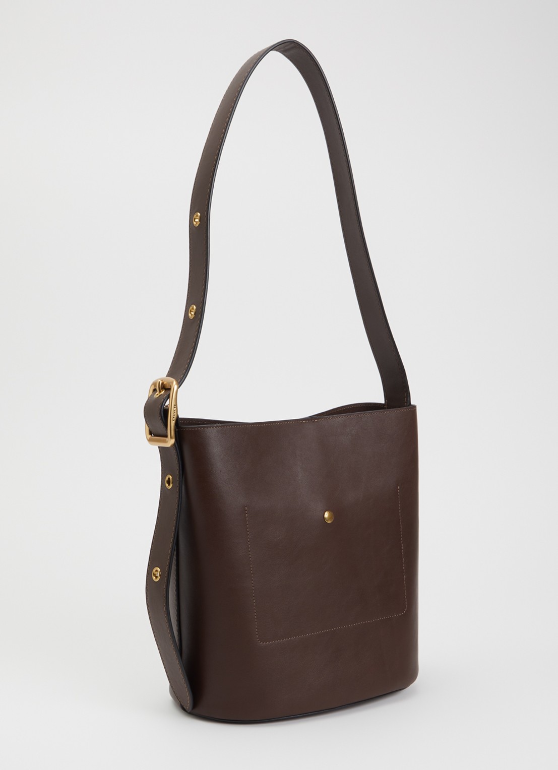 Coach Bleecker Bucket schoudertas van leer met uitneembare etui - achterkant 6 donkerbruin