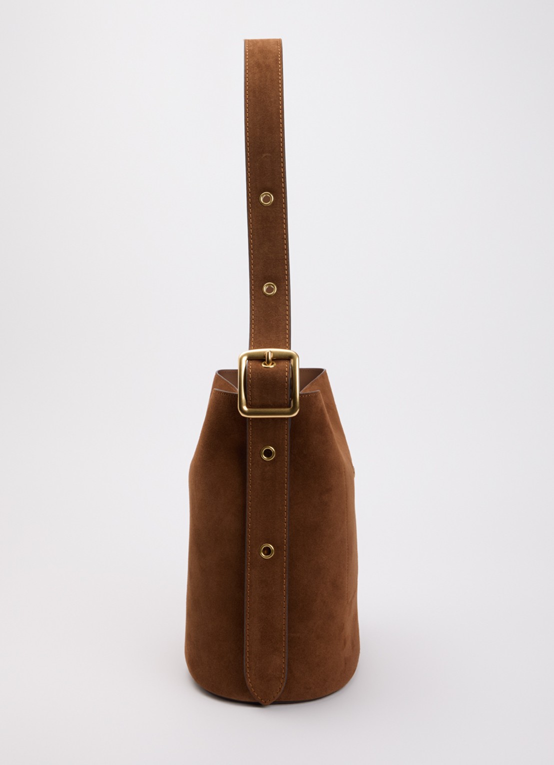 Coach Bleecker Bucket schoudertas van suède met uitneembare etui - detail 6 roestbruin