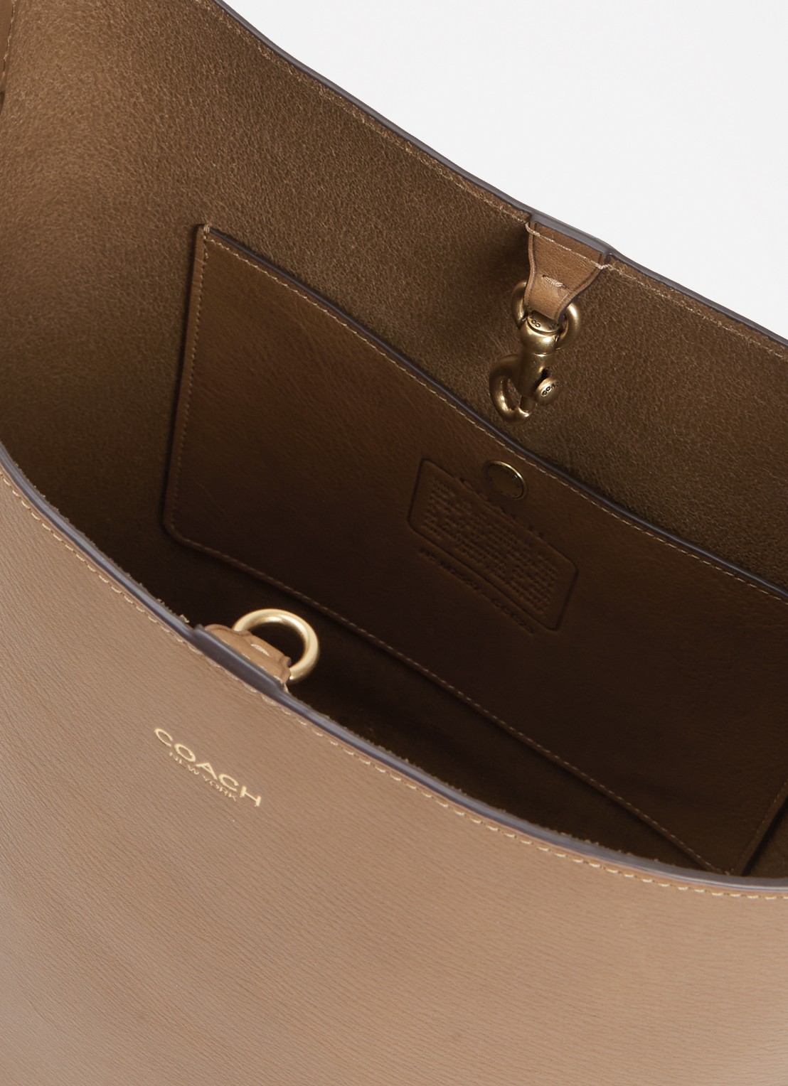 Coach Bleecker schoudertas van leer met uitneembaar etui - detail 2 khaki